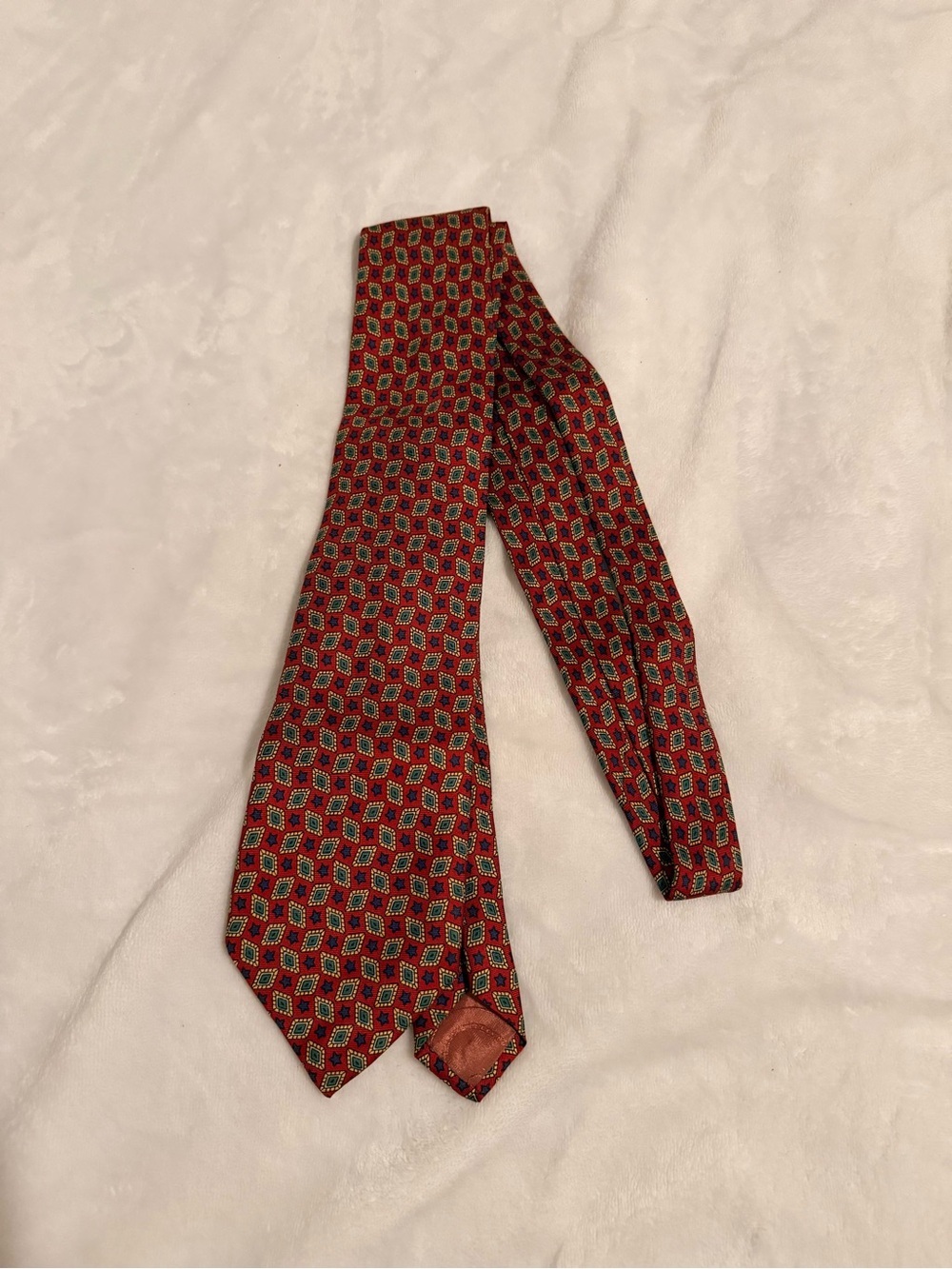 Vintage Christian Dior Monsieur Red Geometric Silk Tie